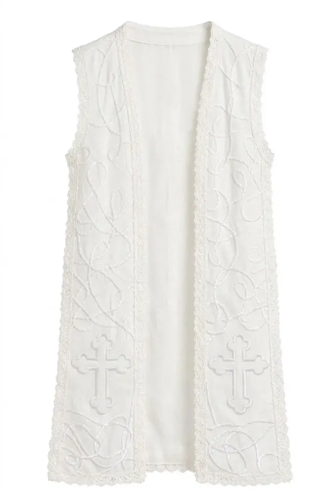 Embroidered Cross Christening Cape