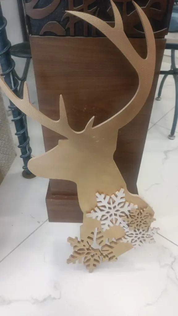 Glitter Gold Reindeer Hanging Decoration