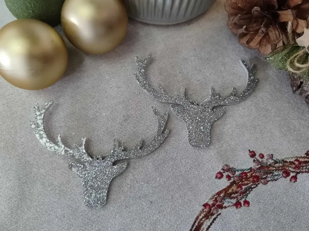 Silver reindeer antler 2pcs