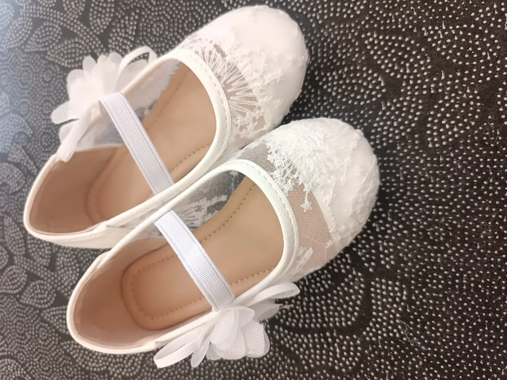 [289] Flats with flower baptism shoes 