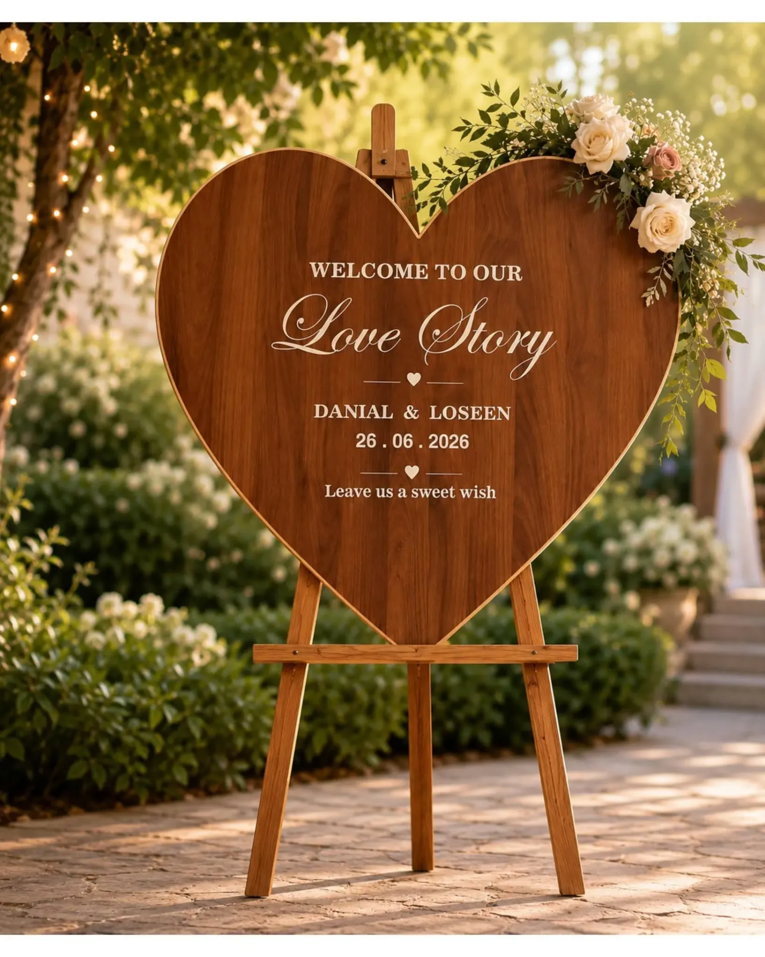 [Signs] Heart Welcome Board