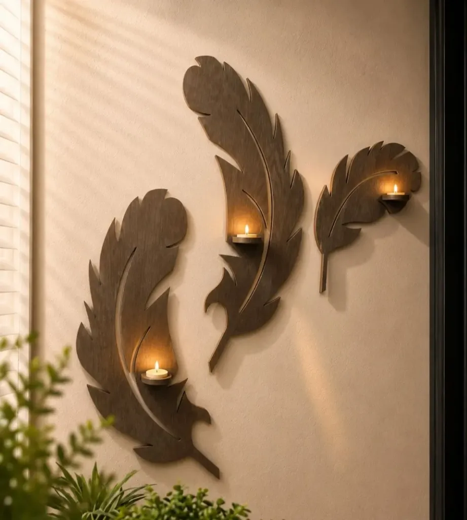 Feather Tealight Wall Decor