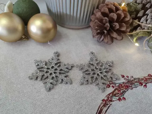 [159] Silver Small Snowflakes 2pcs
