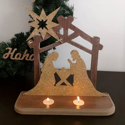[214] Nativity Gold Candle Holder