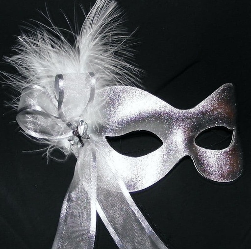 [267] Silver Mask With Feather